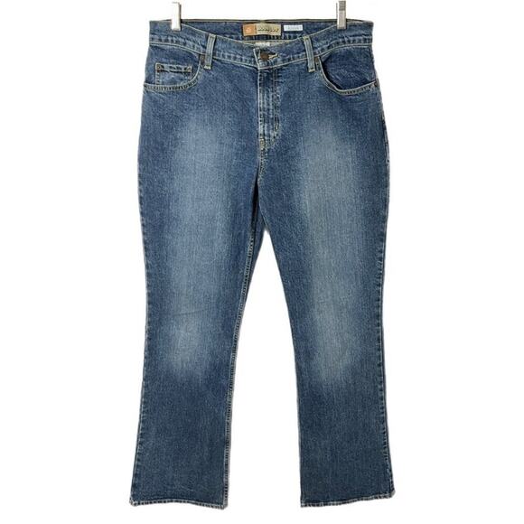 Old Navy Women's Boot-Cut Jeans 12 Just Below Waist Mid Rise Stretch Blue Denim - Picture 1 of 7